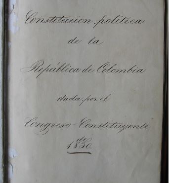 Portada de la constitución de Colombia de 1830