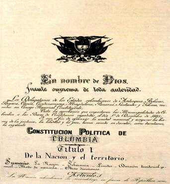  Portada de la Constitución Política de Colombia de 1886